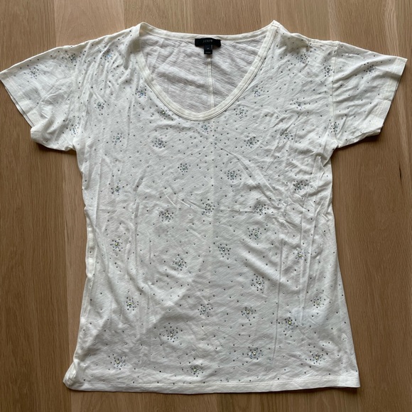 J.Crew T-Shirt w/ Iridescent Rhinestones - Picture 1 of 3
